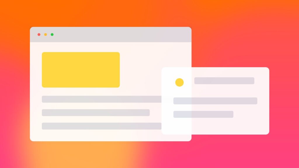 Message cards and a highlighted button on an orange and pink gradient