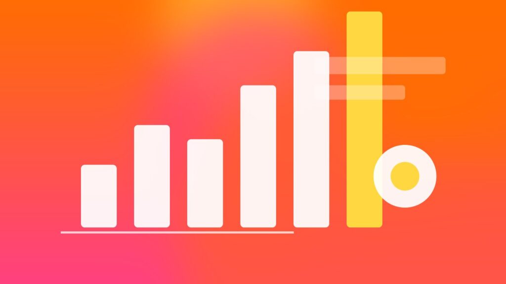 An email layout with message cards and a highlighted button on an orange and pink gradient