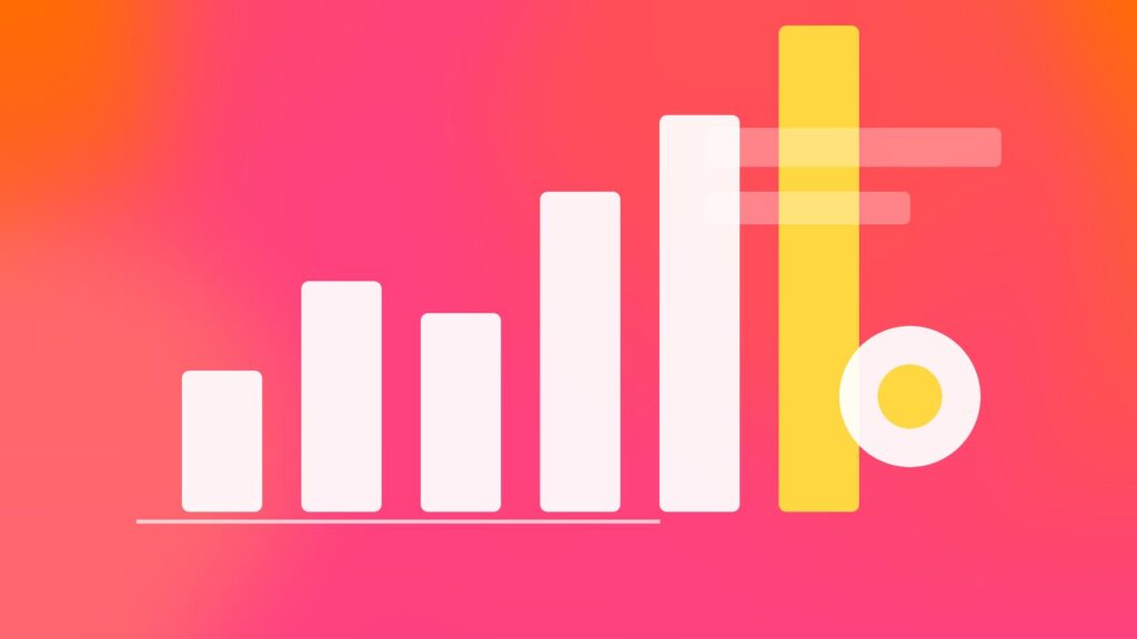 A page layout with headline, button, and proof cards on an orange and pink gradient