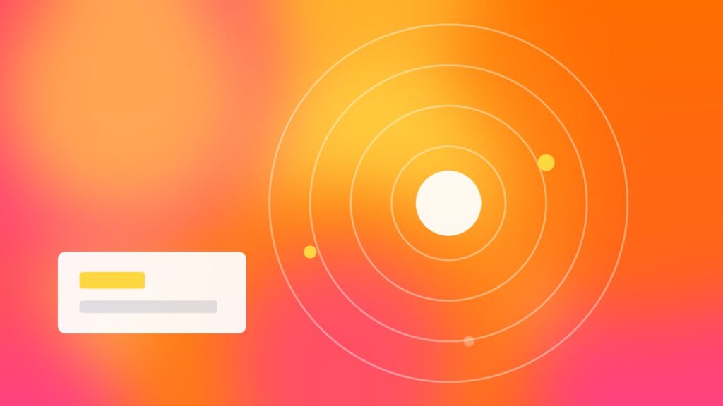 A page layout with headline, button, and proof cards on an orange and pink gradient