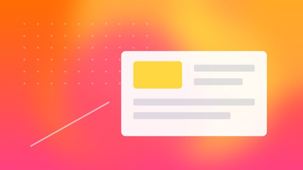 A simple form card beside a highlighted button on an orange and pink gradient