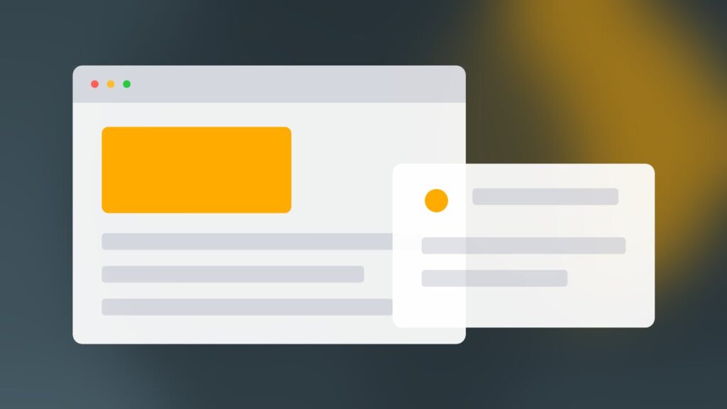 A form card with fields and a highlighted submit button on a dark slate and amber gradient