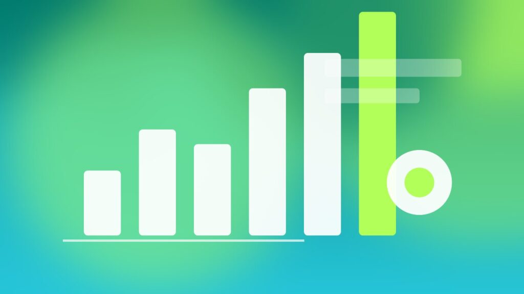 A map-style layout with location pins and a profile card on a teal gradient