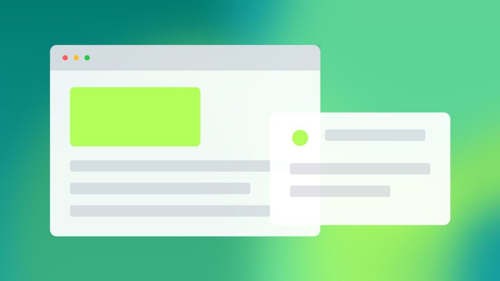 Labelled data blocks connected to a page card on a teal gradient