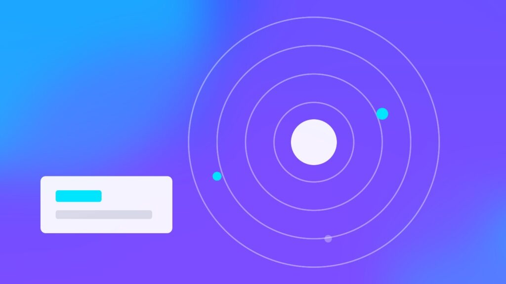 Concentric rings with small accent dots on a blue gradient