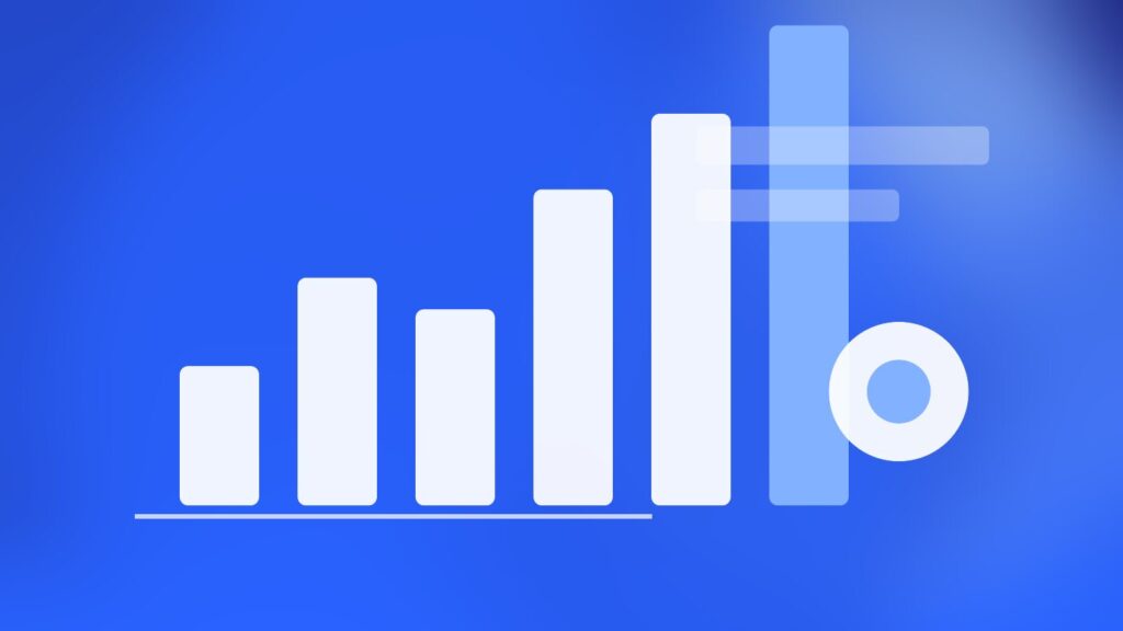 Speed gauges and a bar chart on an indigo gradient